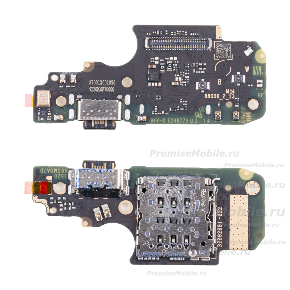 Плата нижняя для Xiaomi 2209116AG на системный разъем, разъем Sim-карты и микрофон (оригинал) ― 