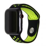 Ремешки для Apple Watch SE (40 mm) Sport Band силиконовый перфорированный (размер L) <черно-салатовый>