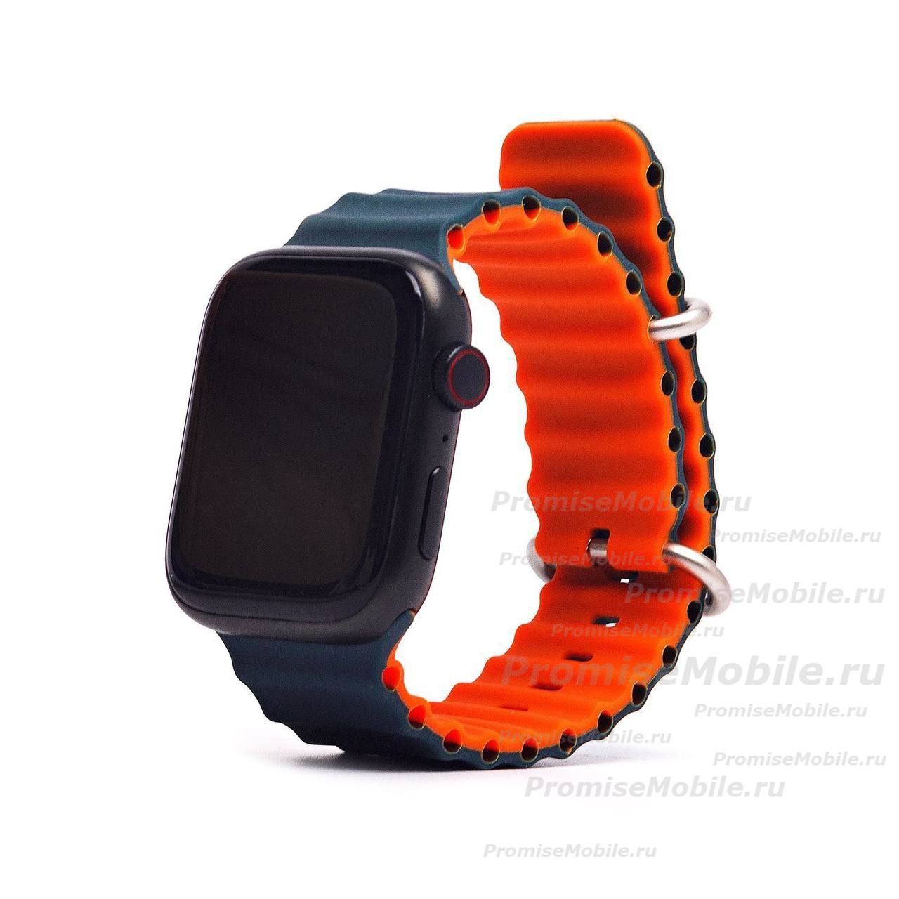 Ремешки для Apple Watch SE (44 mm) Ocean Band силиконовый <оранжево-синий> ― 