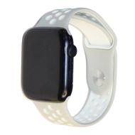 Ремешки для Apple Watch SE (44 mm) Sport Band силиконовый перфорированный (размер S) <бело-серый>