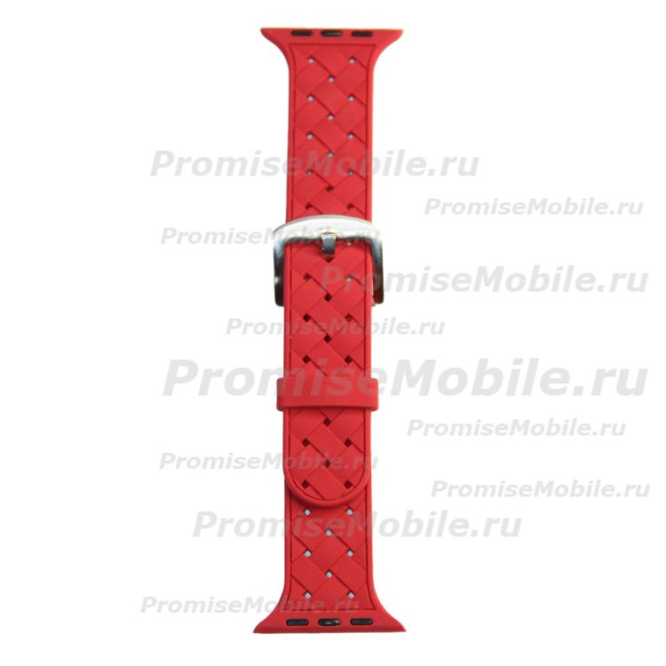Ремешки для Apple Watch Series 1 (42 mm) силиконовый плетеный <красный> ― 