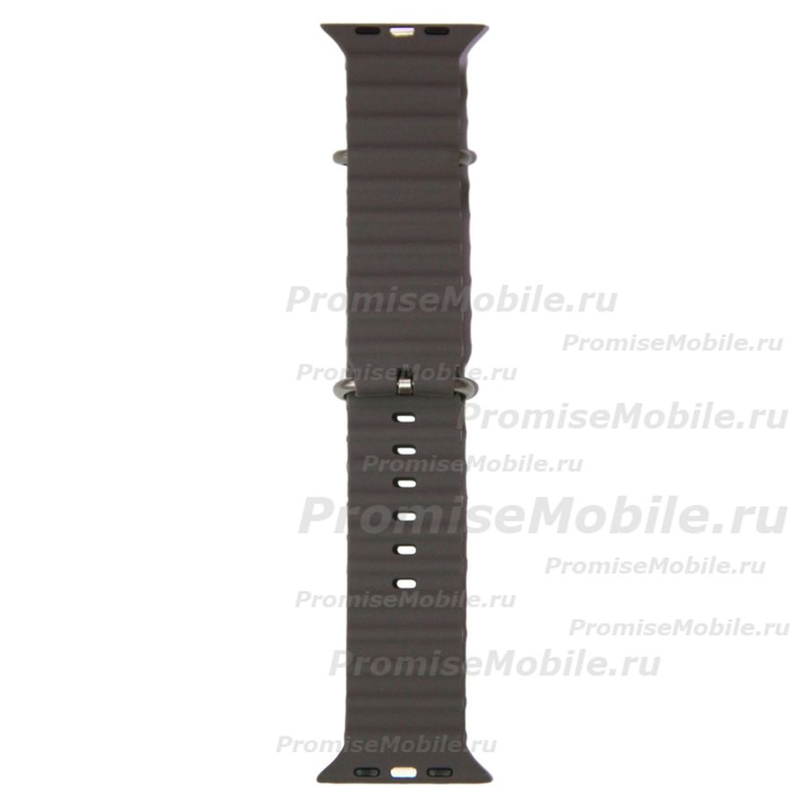 Ремешки для Apple Watch Series 8 (45 mm) Ocean Band силиконовый <темно-серый> ― 