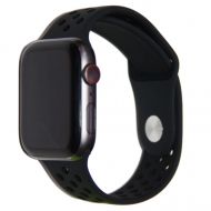 Ремешки для Apple Watch SE (40 mm) Sport Band силиконовый перфорированный (размер S) <черный>