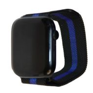 Ремешки для Apple Watch SE (44 mm) металлический миланский <черно-синий>