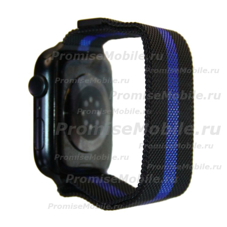 Ремешки для Apple Watch SE (44 mm) металлический миланский <черно-синий> ― 