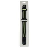 Ремешки для Apple Watch SE (44 mm) Sport Band силиконовый перфорированный (размер S) <черно-зеленый>