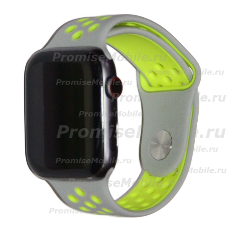 Ремешки для Apple Watch Series 1 (42 mm) Sport Band силиконовый перфорированный (размер S) <серо-зеленый> ― 