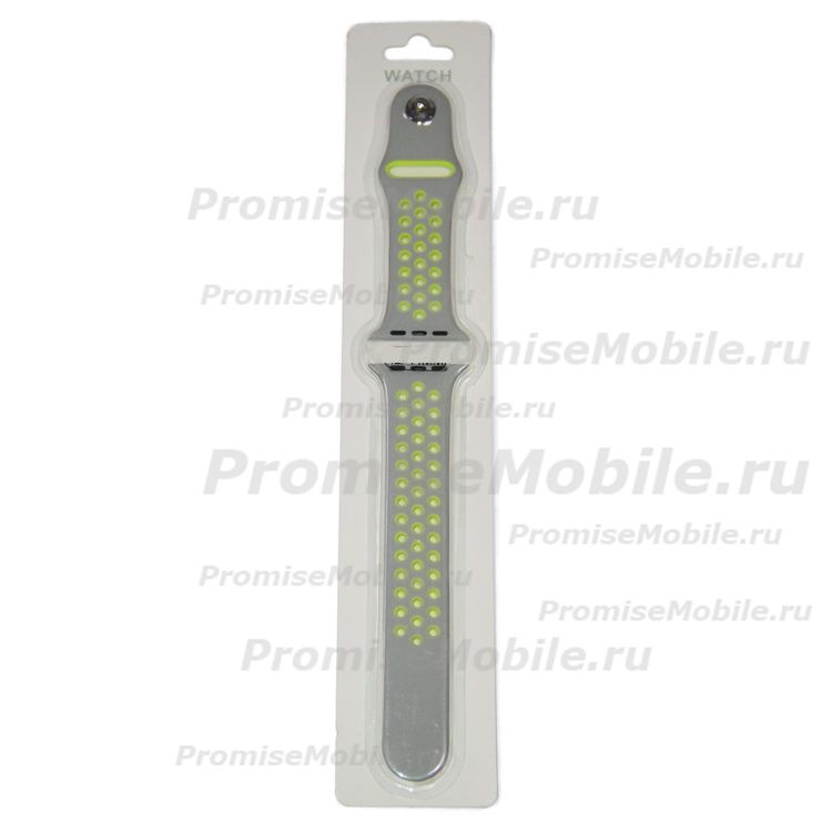 Ремешки для Apple Watch Series 1 (42 mm) Sport Band силиконовый перфорированный (размер S) <серо-зеленый> ― 