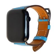 Ремешки для Apple Watch Series 4 (40 mm) гладкая кожа, классическая пряжка <голубой>