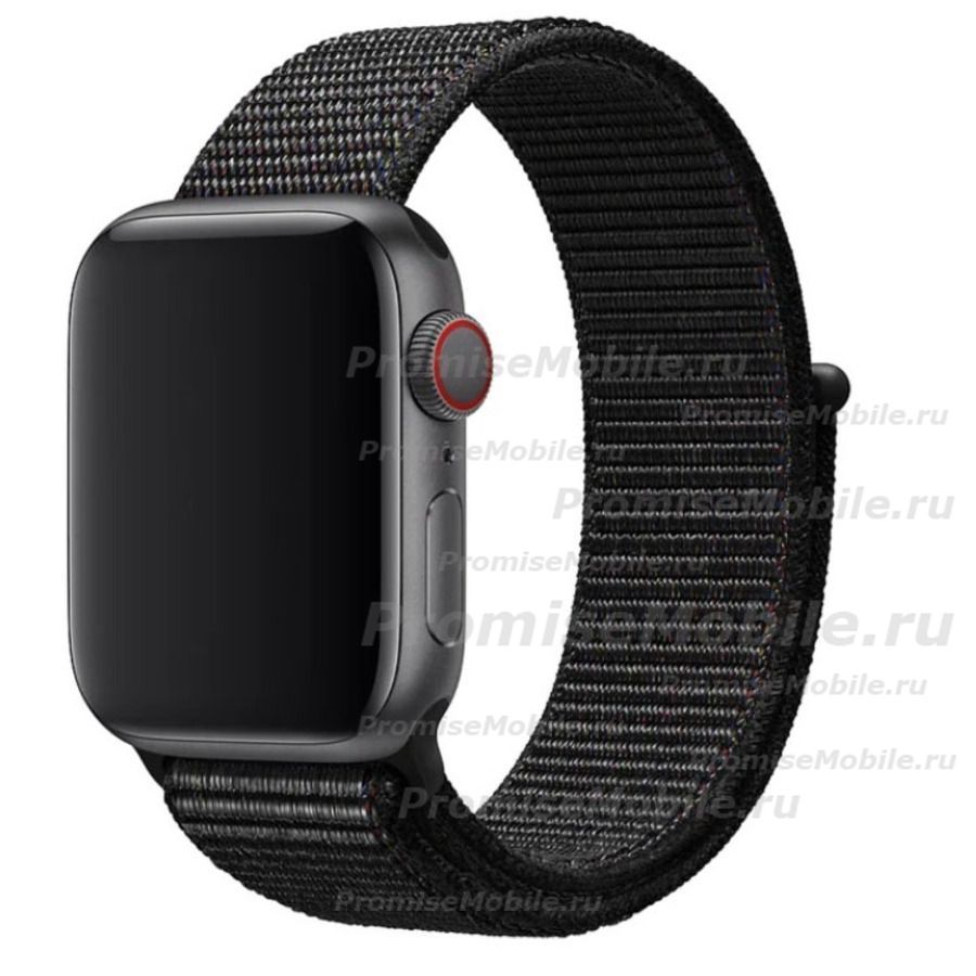 Ремешки для Apple Watch SE (40 mm) спортивный на липучке <черный> ― 