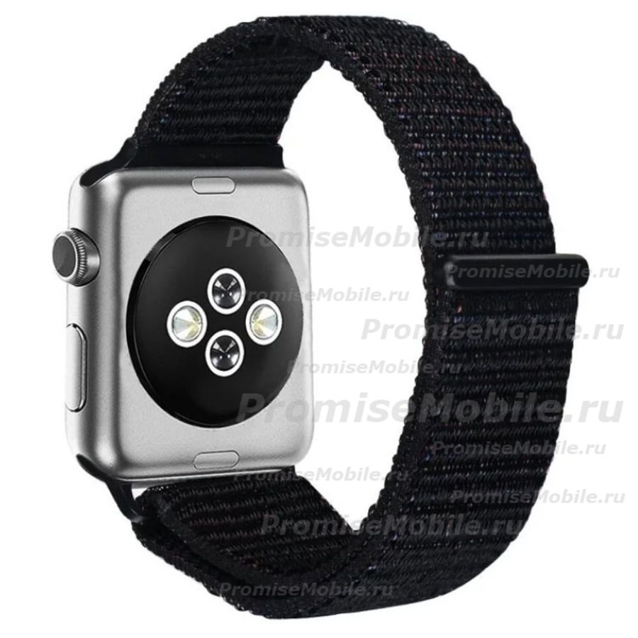 Ремешки для Apple Watch SE (40 mm) спортивный на липучке <черный> ― 