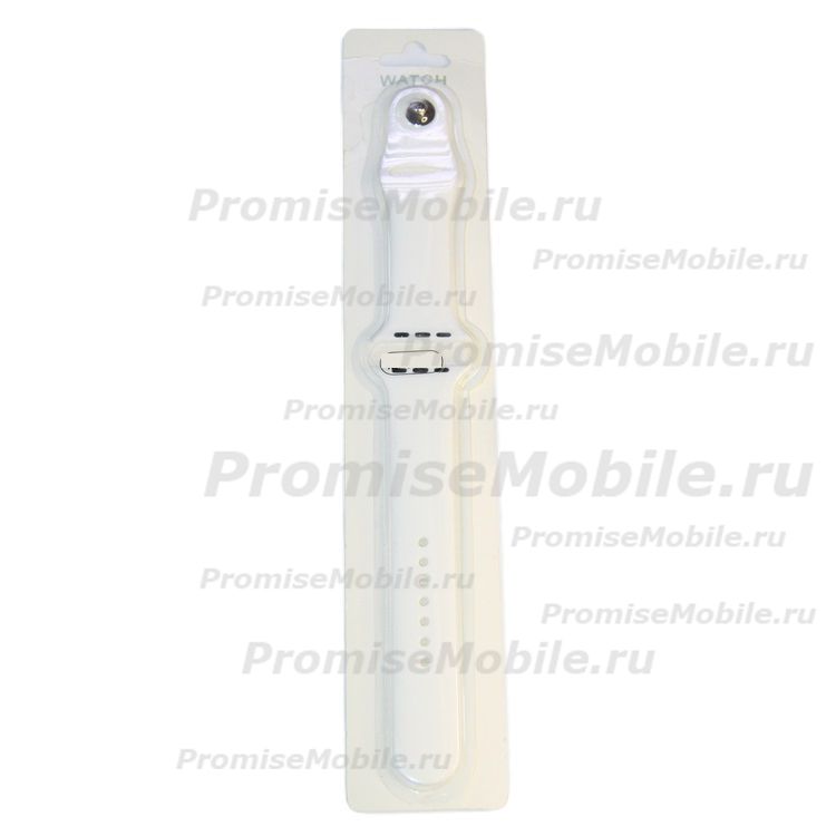 Ремешки для Apple Watch Series 5 (40 mm) Sport Band силиконовый (размер L) <белый> ― 