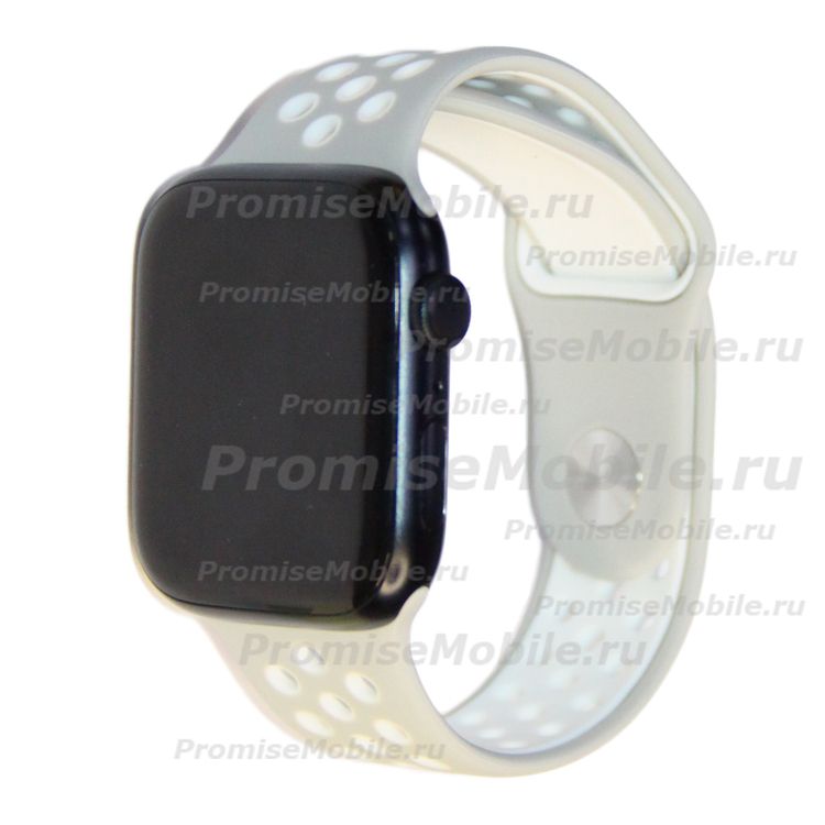 Ремешки для Apple Watch Series 1 (38 mm) Sport Band силиконовый перфорированный (размер S) <бело-серый> ― 