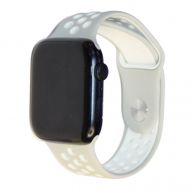 Ремешки для Apple Watch SE (40 mm) Sport Band силиконовый перфорированный (размер S) <бело-серый>