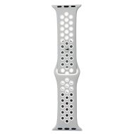 Ремешки для Apple Watch Series 1 (38 mm) Sport Band силиконовый перфорированный (размер S) <бело-серый>