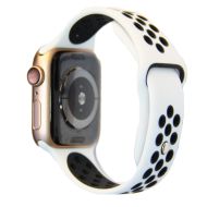 Ремешки для Apple Watch Series 1 (38 mm) Sport Band силиконовый перфорированный (размер L) <бело-черный>