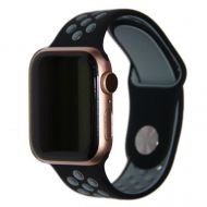 Ремешки для Apple Watch SE (40 mm) Sport Band силиконовый перфорированный (размер L) <черно-серый>