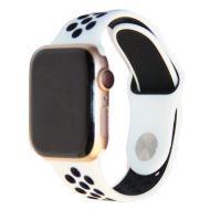 Ремешки для Apple Watch SE (44 mm) Sport Band силиконовый перфорированный (размер S) <бело-черный>