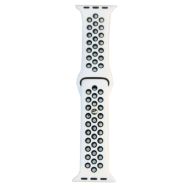 Ремешки для Apple Watch SE (44 mm) Sport Band силиконовый перфорированный (размер S) <бело-черный>
