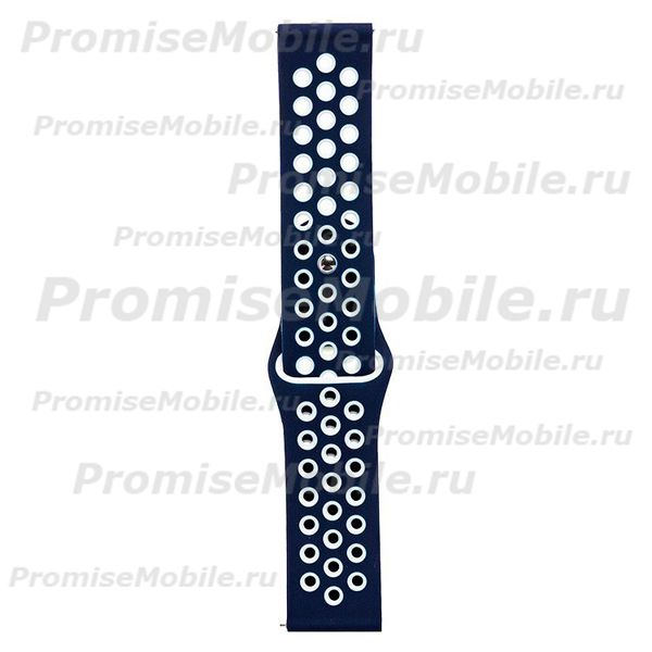 Ремешки для Samsung SM-R830 (Galaxy Watch Active 2 40 mm) Sport Band перфорация <темно-синий-белый> ― 