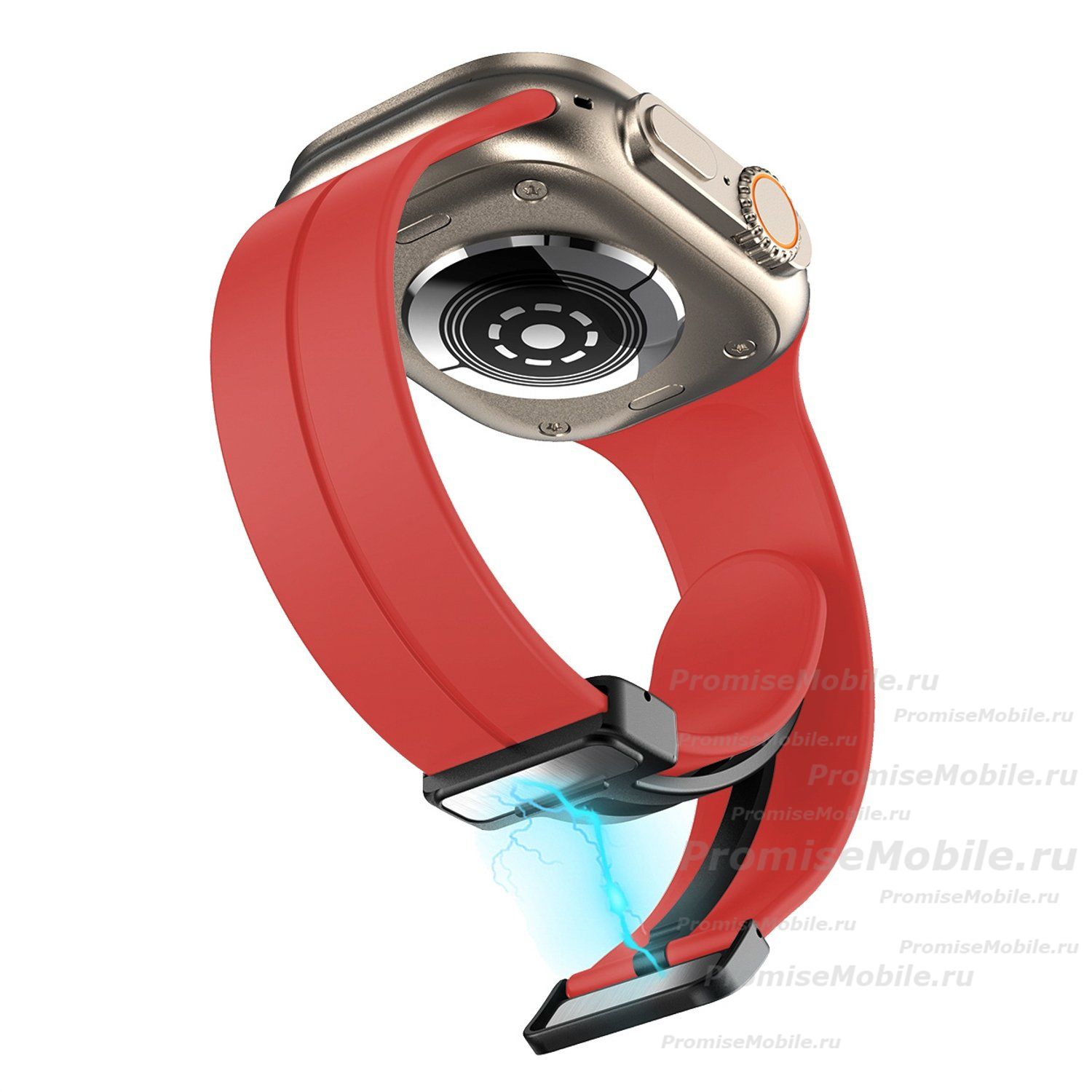 Ремешок для Apple Watch Series 8 (41 mm) силиконовый на магните <красный> ― 