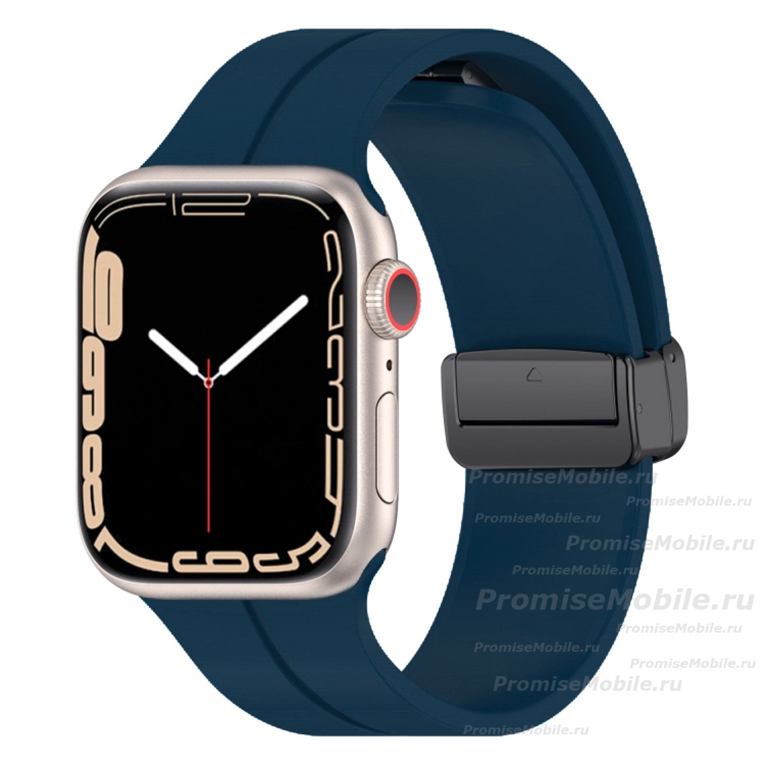 Ремешок для Apple Watch Series 8 (41 mm) силиконовый на магните <темно-синий> ― 