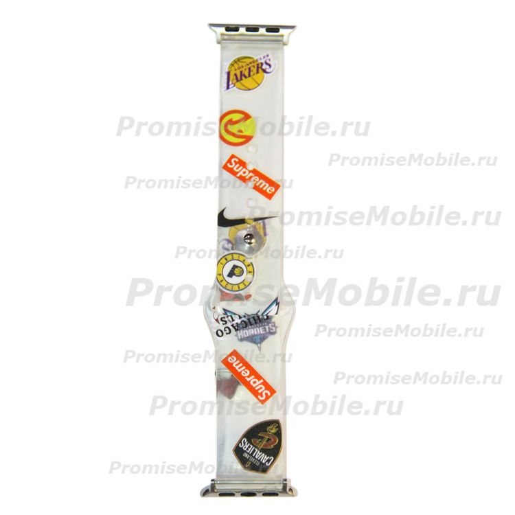 Ремешок для Apple Watch Series 6 (40 mm) силиконовый прозрачный (рис. 001) ― 