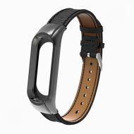 Ремешок для Xiaomi Mi Band 6 кожаный с классической пряжкой <черный>