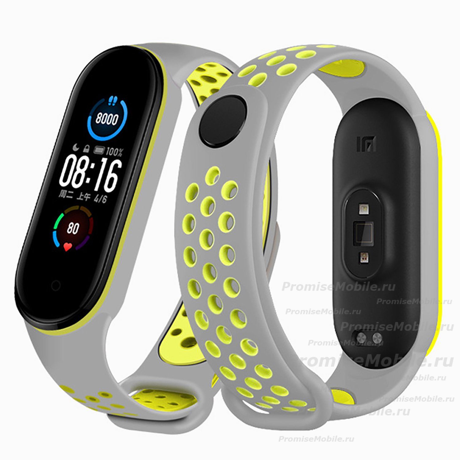 Ремешок для Xiaomi Mi Band 6 силиконовый Sport N <серо-зеленый> ― 