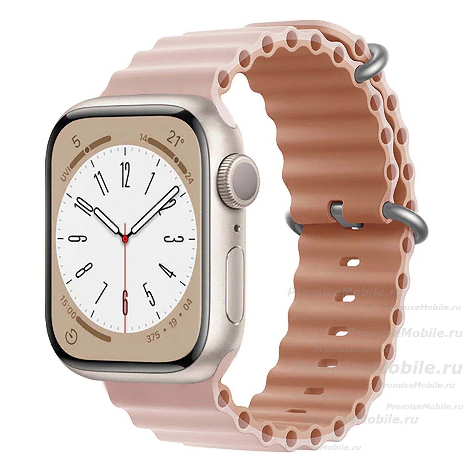Ремешки для Apple Watch Series 7 (45 mm) Ocean Band силиконовый <бежевый> ― 