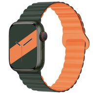 Ремешок для Apple Watch Series 8 (41 mm) силиконовый на магните №3 <зелено-оранжевый>