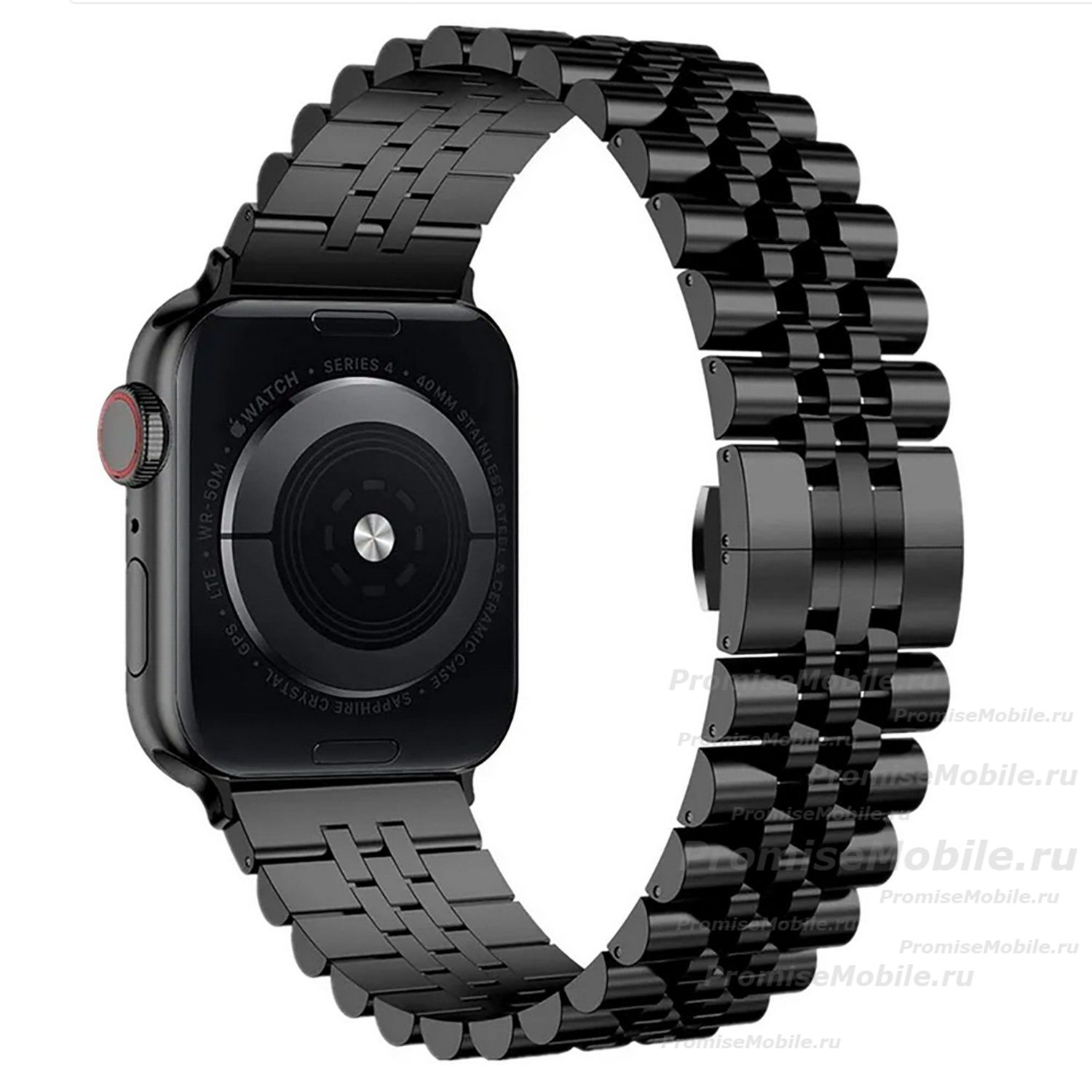 Ремешок для Apple Watch Series 7 (45 mm) металлический блочный на застежке №3 <черный> ― 