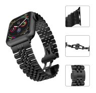 Ремешок для Apple Watch Series 7 (45 mm) металлический блочный на застежке №3 <черный>