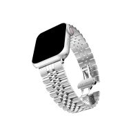 Ремешок для Apple Watch Series 7 (45 mm) металлический блочный на застежке №3 <серебристый>