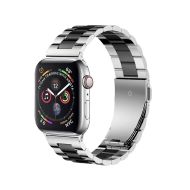 Ремешок для Apple Watch Series 8 (45 mm) металлический блочный на застежке №2 <серебристо-черный>