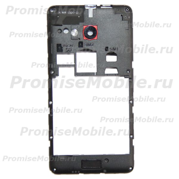 Средняя часть корпуса для Fly FS408 (Stratus 8) в сборе с антеннами и стеклом камеры <черно-красный> (оригинал)  ― 