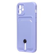 Чехол для Apple iPhone 12 силиконовый с картхолдером №4 <фиолетовый>