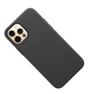Чехол для Apple iPhone 12 Leather MagSafe <черный> (премиум)