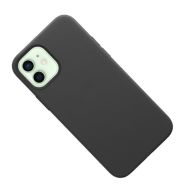 Чехол для Apple iPhone 12 Leather MagSafe <черный> (премиум)