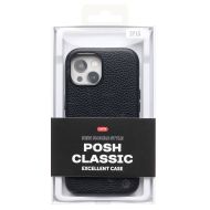 Чехол для Apple iPhone 15 натуральная кожа зернистая MagSafe <черный>