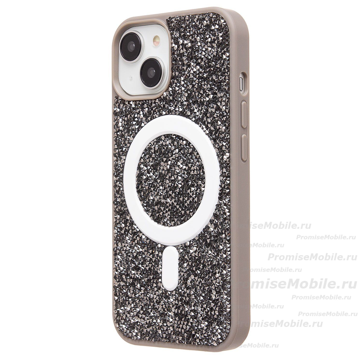Чехол для Apple iPhone 15 пластиковый POSH SHINE кристаллы <серый> ― 