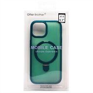 Чехол для Apple iPhone 15 силиконовый MagSafe с подставкой <темно-зеленый>