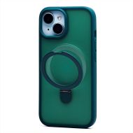 Чехол для Apple iPhone 15 силиконовый MagSafe с подставкой <темно-зеленый>
