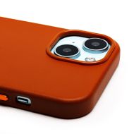 Чехол для Apple iPhone 15 экокожа MagSafe <оранжевый> (премиум)