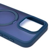 Чехол для Apple iPhone 15 Pro силиконовый MagSafe с подставкой <синий>
