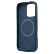 Чехол для Apple iPhone 16 Pro натуральная кожа зернистая MagSafe <темно-синий>