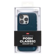 Чехол для Apple iPhone 16 Pro натуральная кожа зернистая MagSafe <темно-синий>
