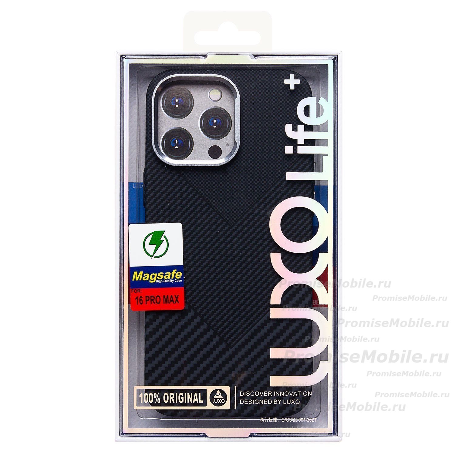 Чехол для Apple iPhone 16 Pro Max пластиковый Luxo Carbon (рис. 124) <черный> ― 