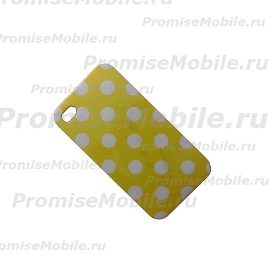 Чехол для Apple iPhone 4 силиконовый "Горошек" <желто-белый> ― 