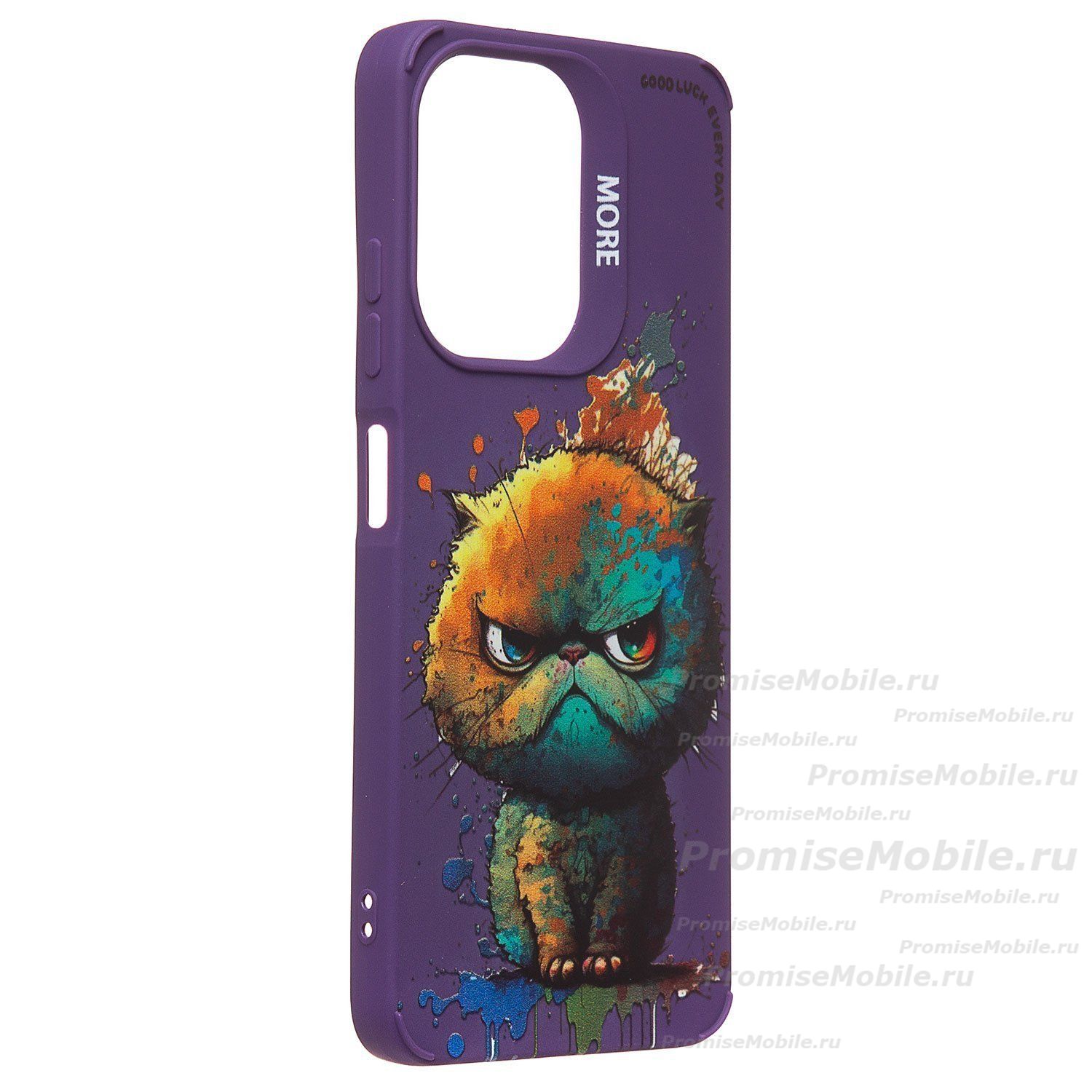Чехол для Infinix Hot 30i (X669D) силиконовый (рис. 335/кот) <фиолетовый> ― 